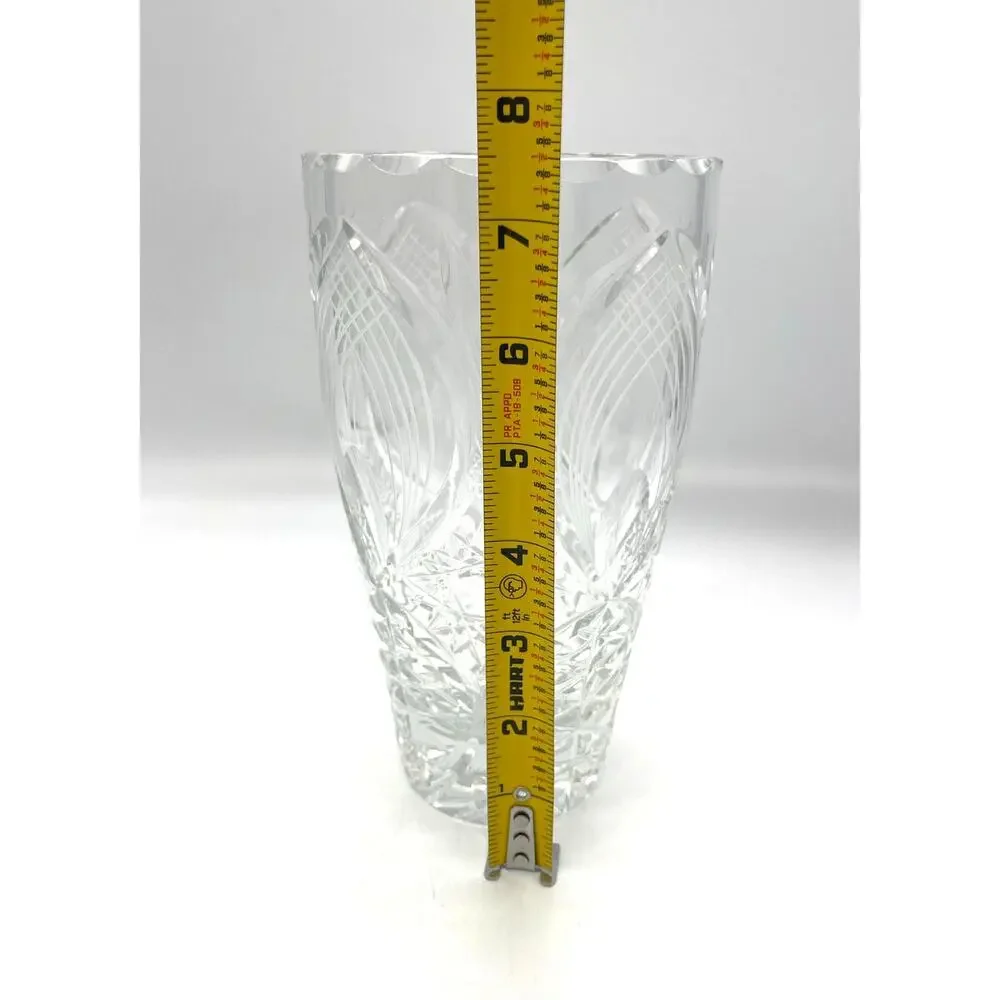 Vintage Crystal Heavy Thick Cut Glass Flower Vase 7.5